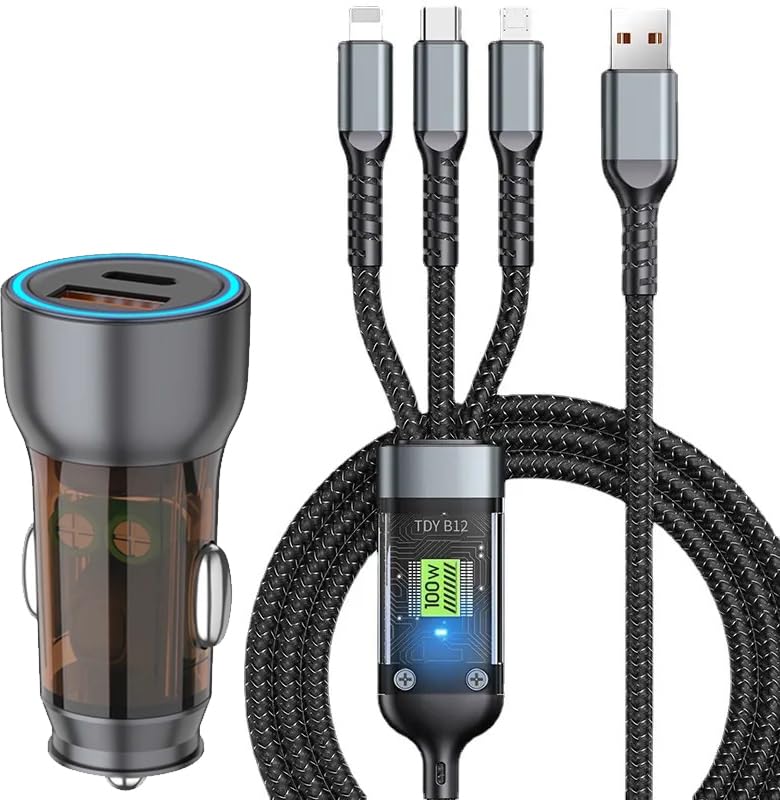 Car Charger 130W {3-in-2 Fast Charging Cable}